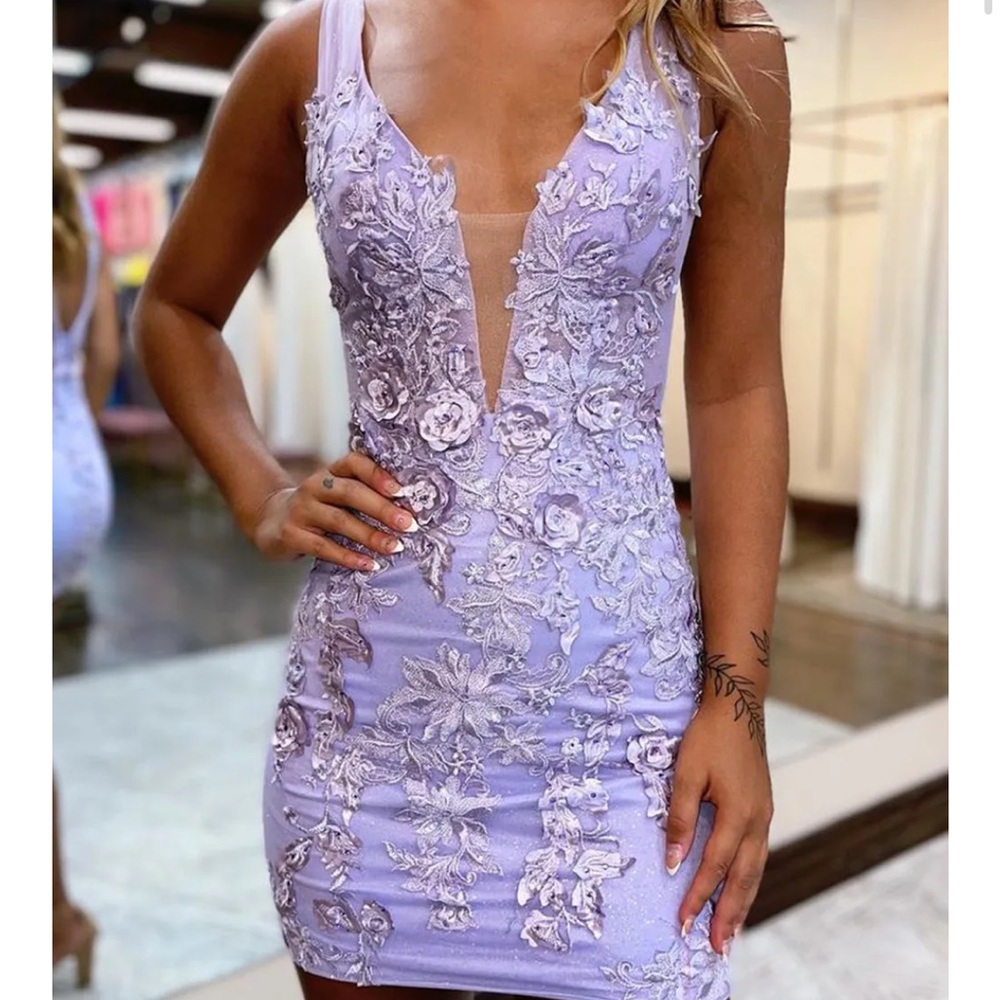 Lavender Floral Homecoming Dress